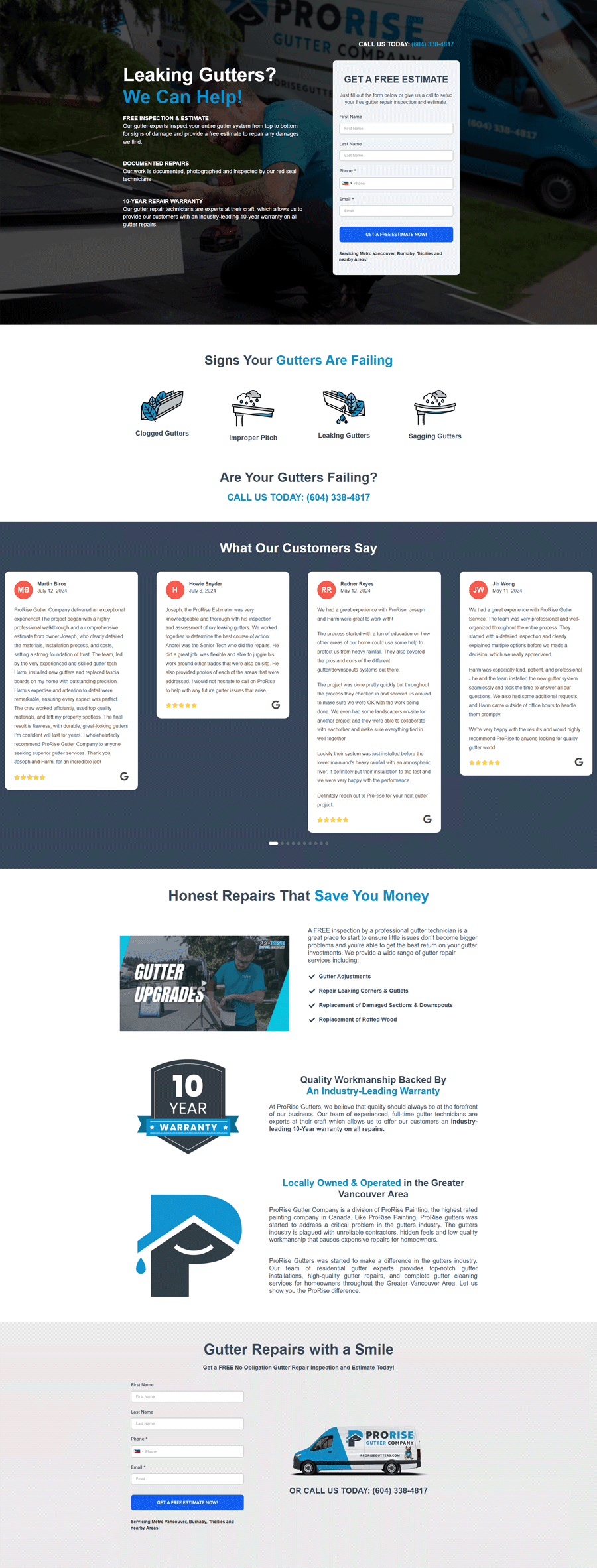 Prorise Gutters Landing Page